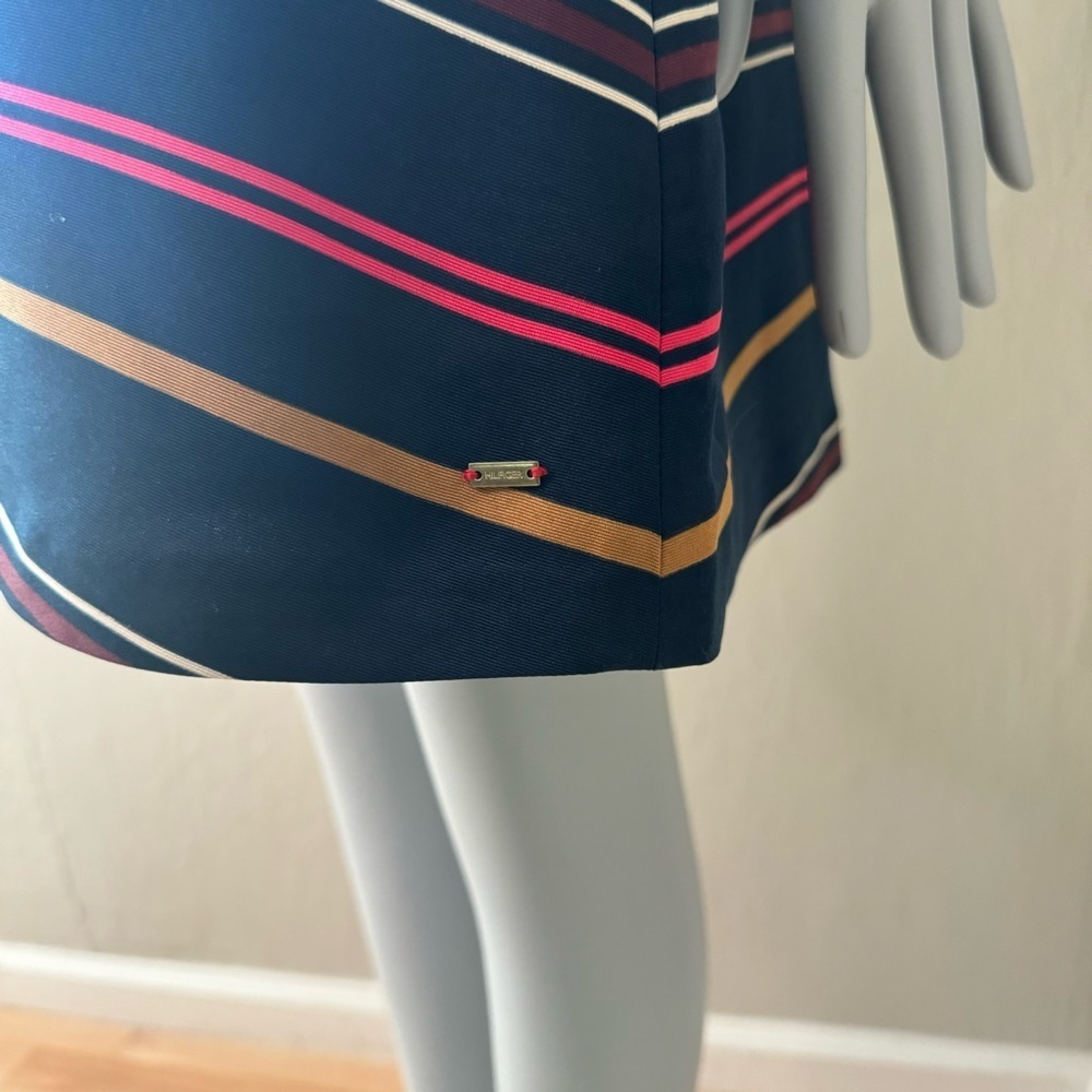 TOMMY HILFIGER Striped Zip Front A Line Dress Sleeveless Preppy Size 4 - Picture 12 of 16